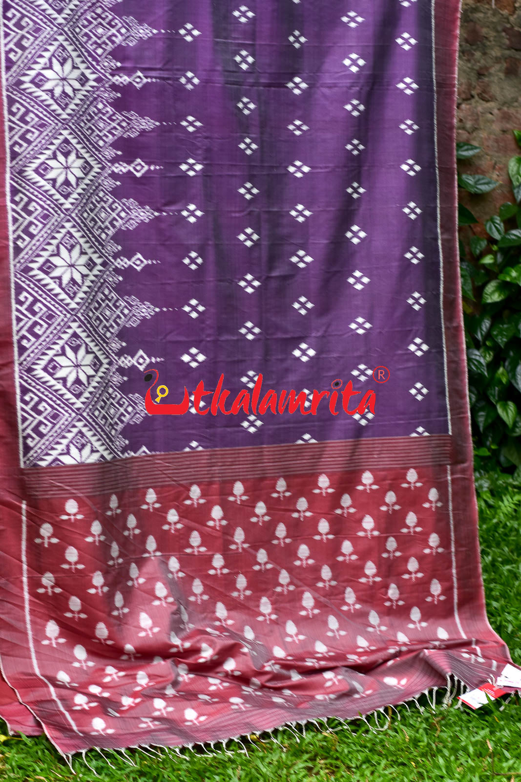 Lavender Flower Scot Khandua Silk Saree