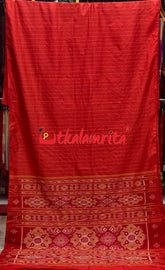 Plain Border Self Red Unchuda Khandua Silk Saree