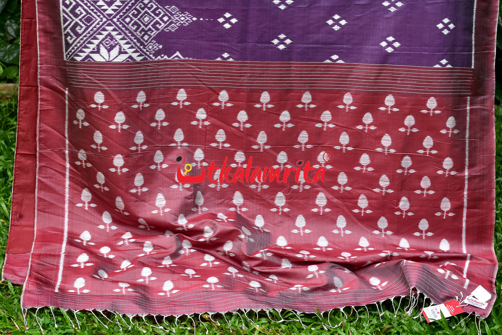 Lavender Flower Scot Khandua Silk Saree