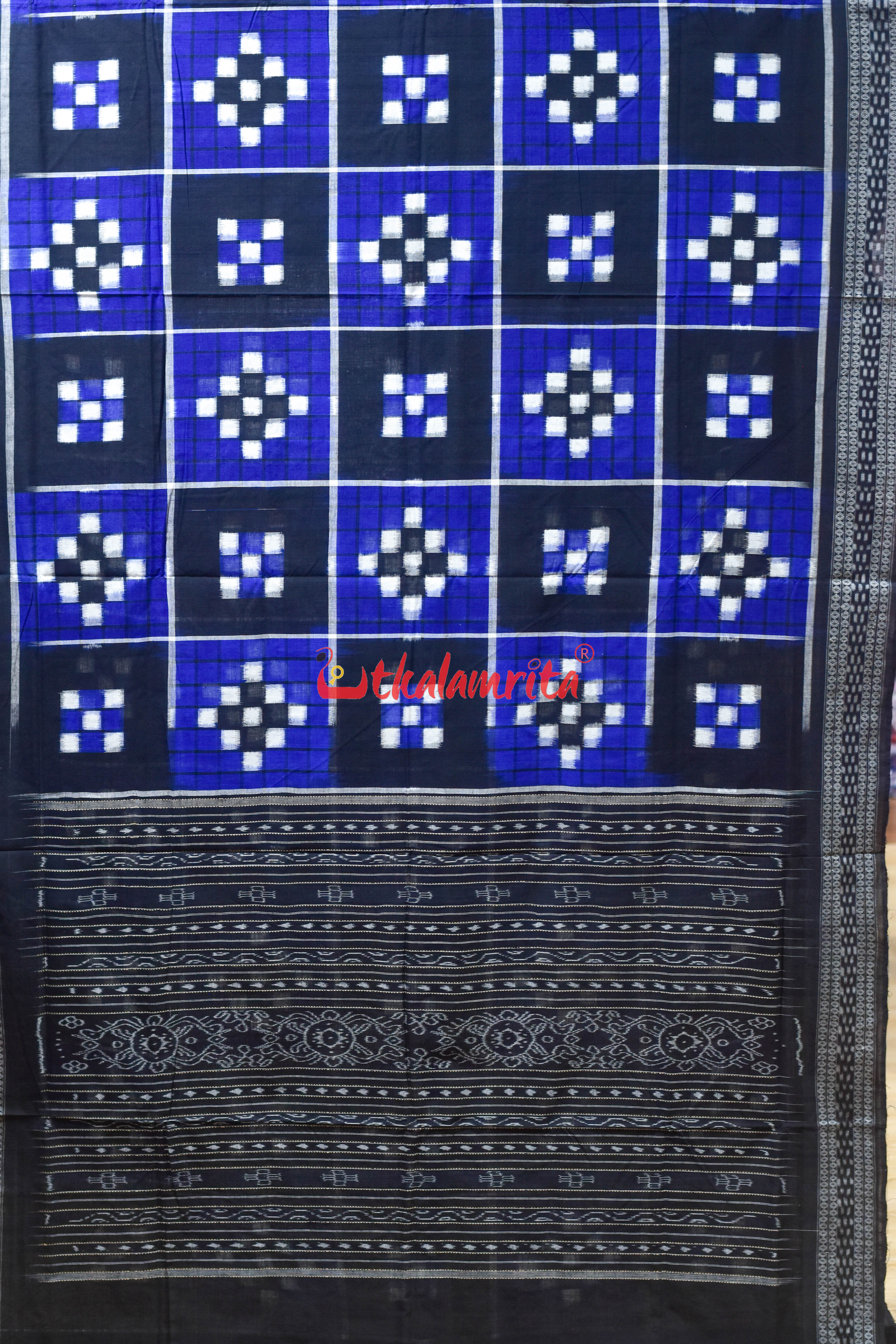 Blue Black 5 Kuthi Pasapali Cotton Saree