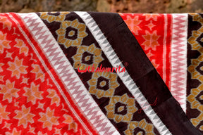 3D Border Red Phula Sambalpuri Cotton Saree