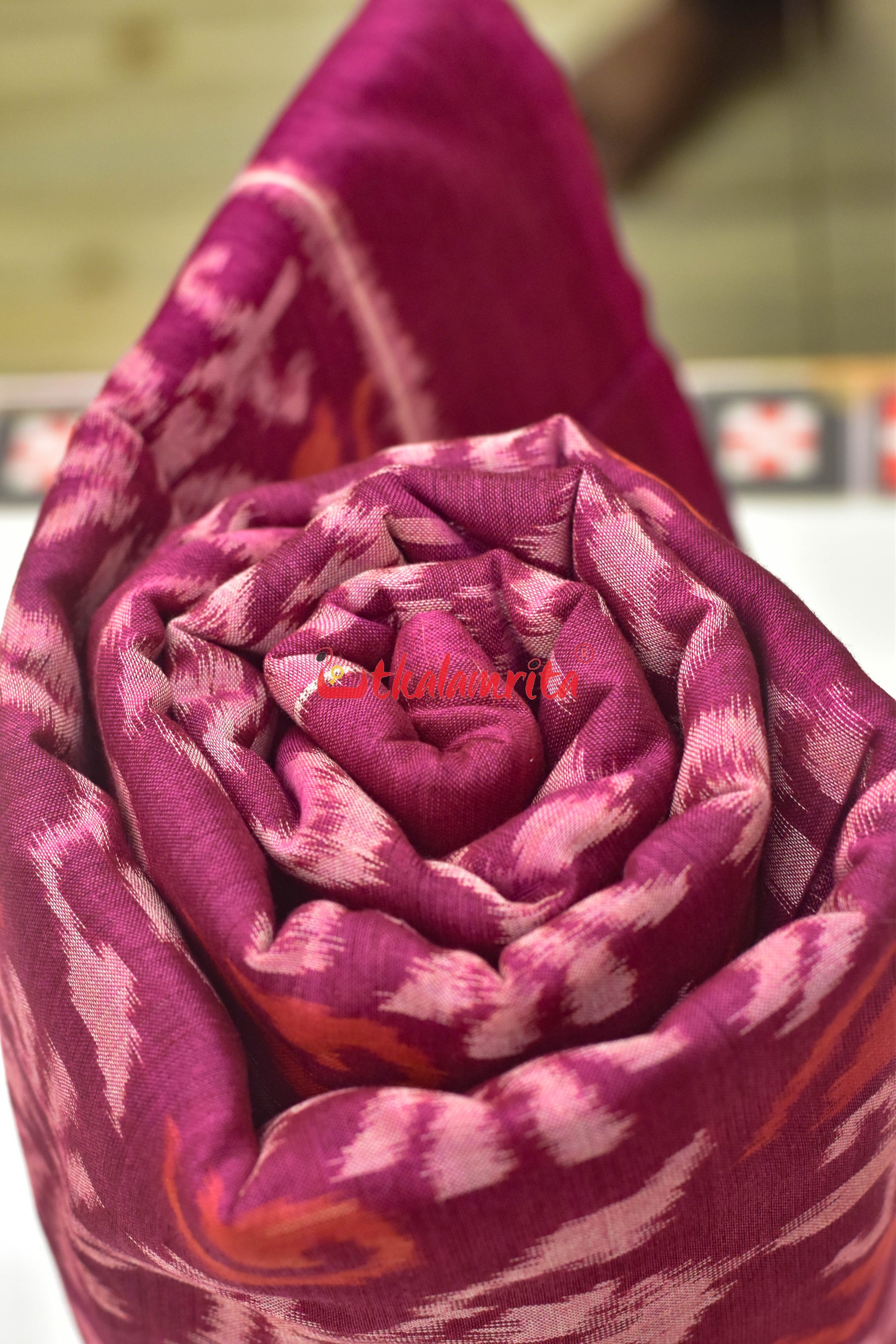 Magenta Flower Bandha Sambalpuri Cotton (Fabric)