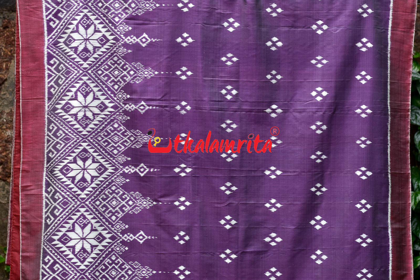 Lavender Flower Scot Khandua Silk Saree