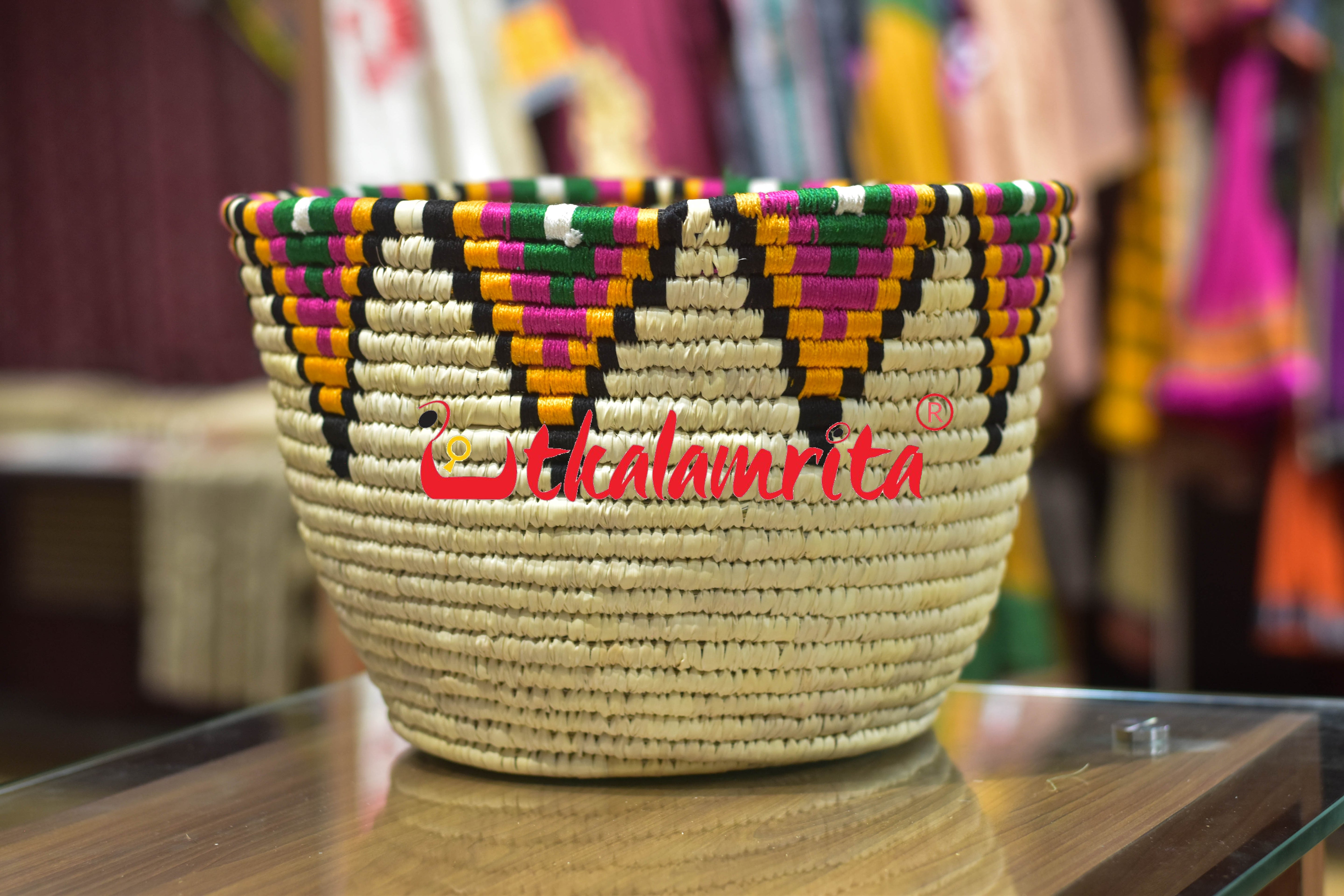 Sabai Grass Temple Design Oval Bowl