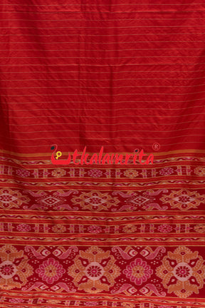 Plain Border Self Red Unchuda Khandua Silk Saree