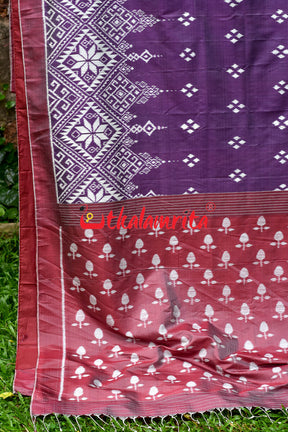 Lavender Flower Scot Khandua Silk Saree