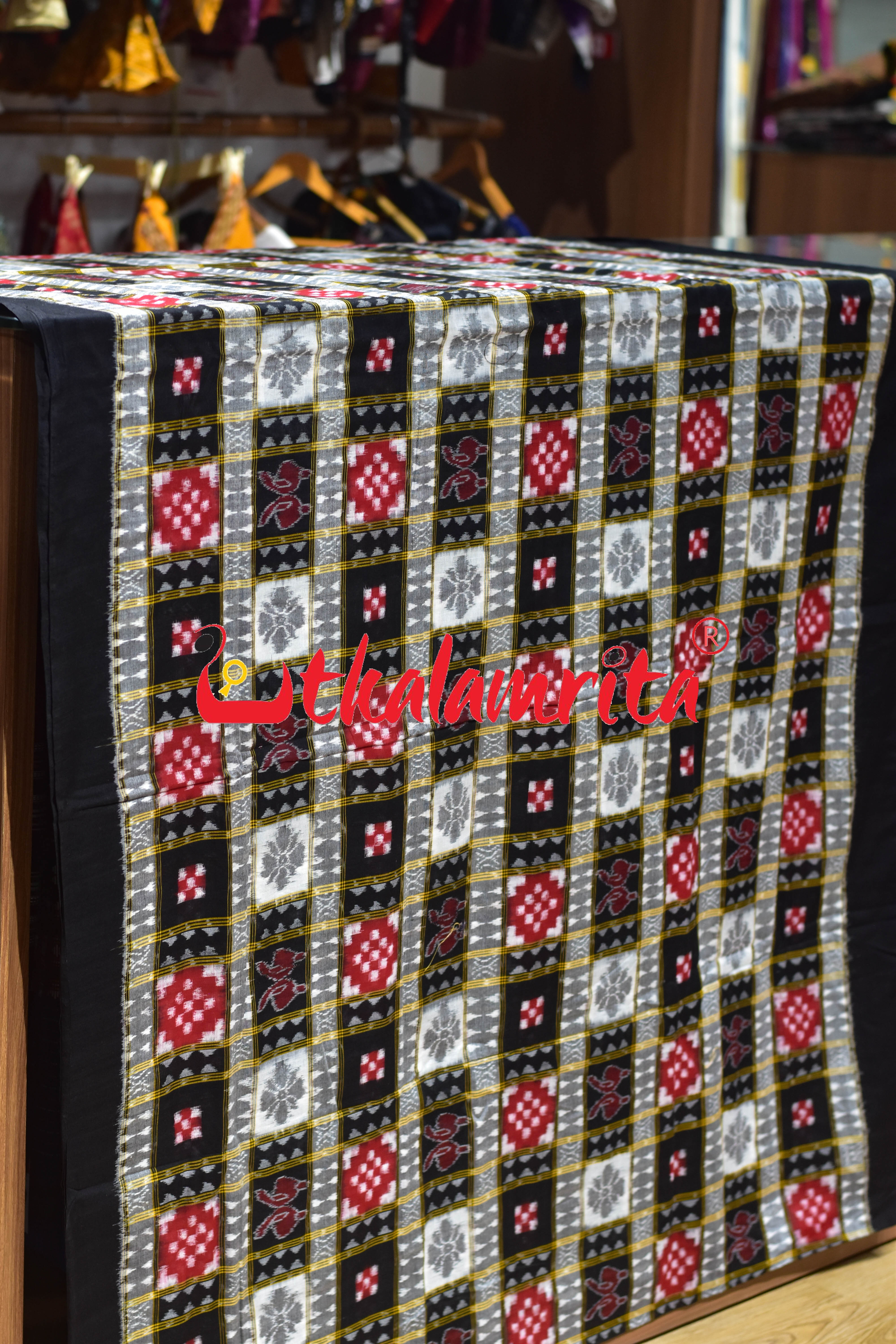 Red Black Sankha Phula Kothi Sambalpuri Cotton (Fabric)
