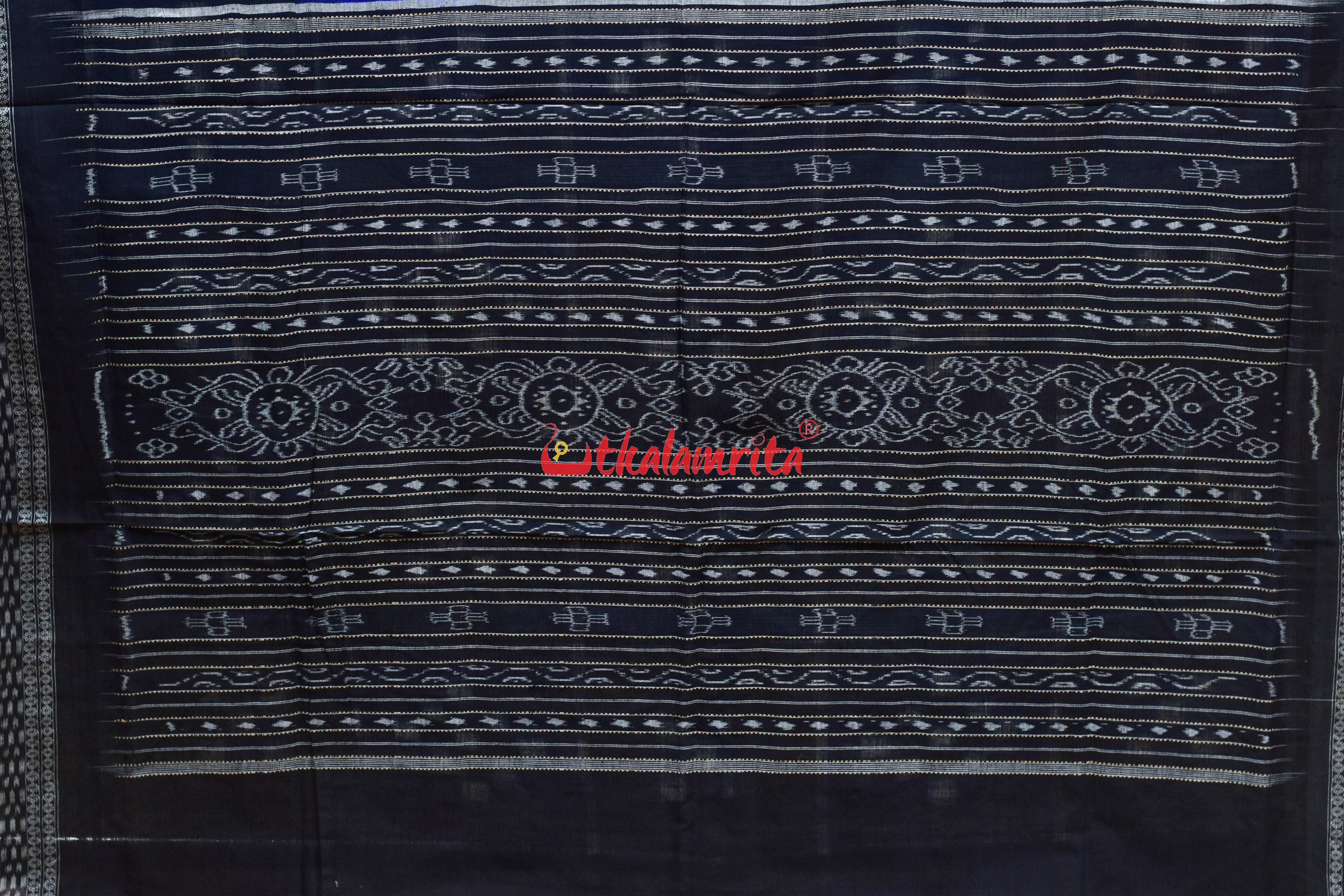 Blue Black 5 Kuthi Pasapali Cotton Saree