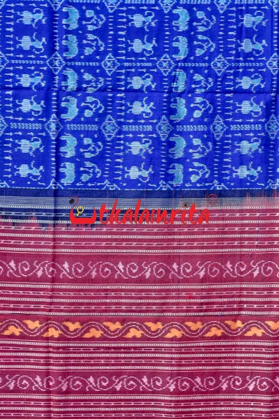 Hathi Tribal Blue Sambalpuri Cotton Saree