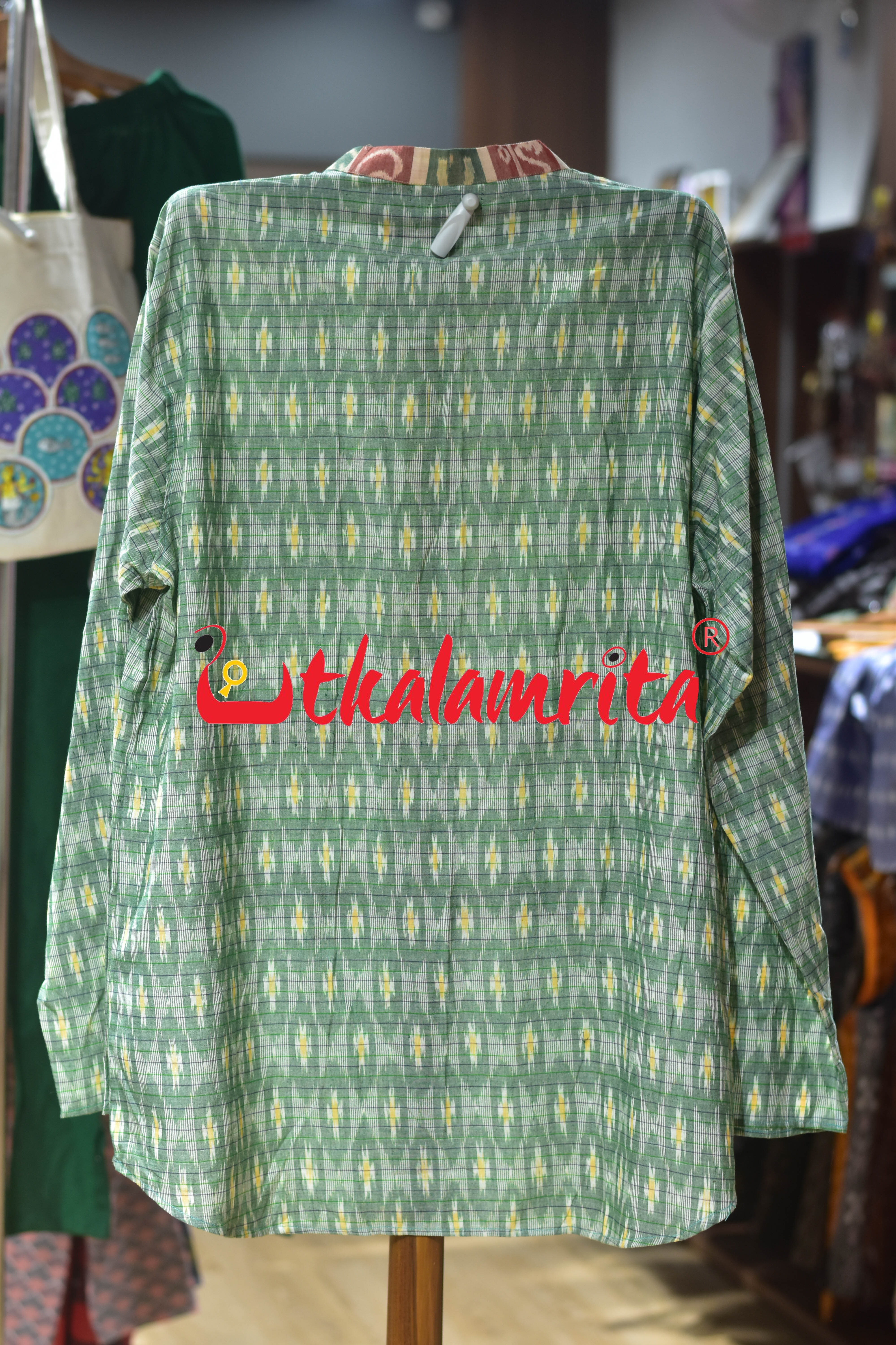 Mint Green Checks Star Odia Letters (Men's Short kurta)