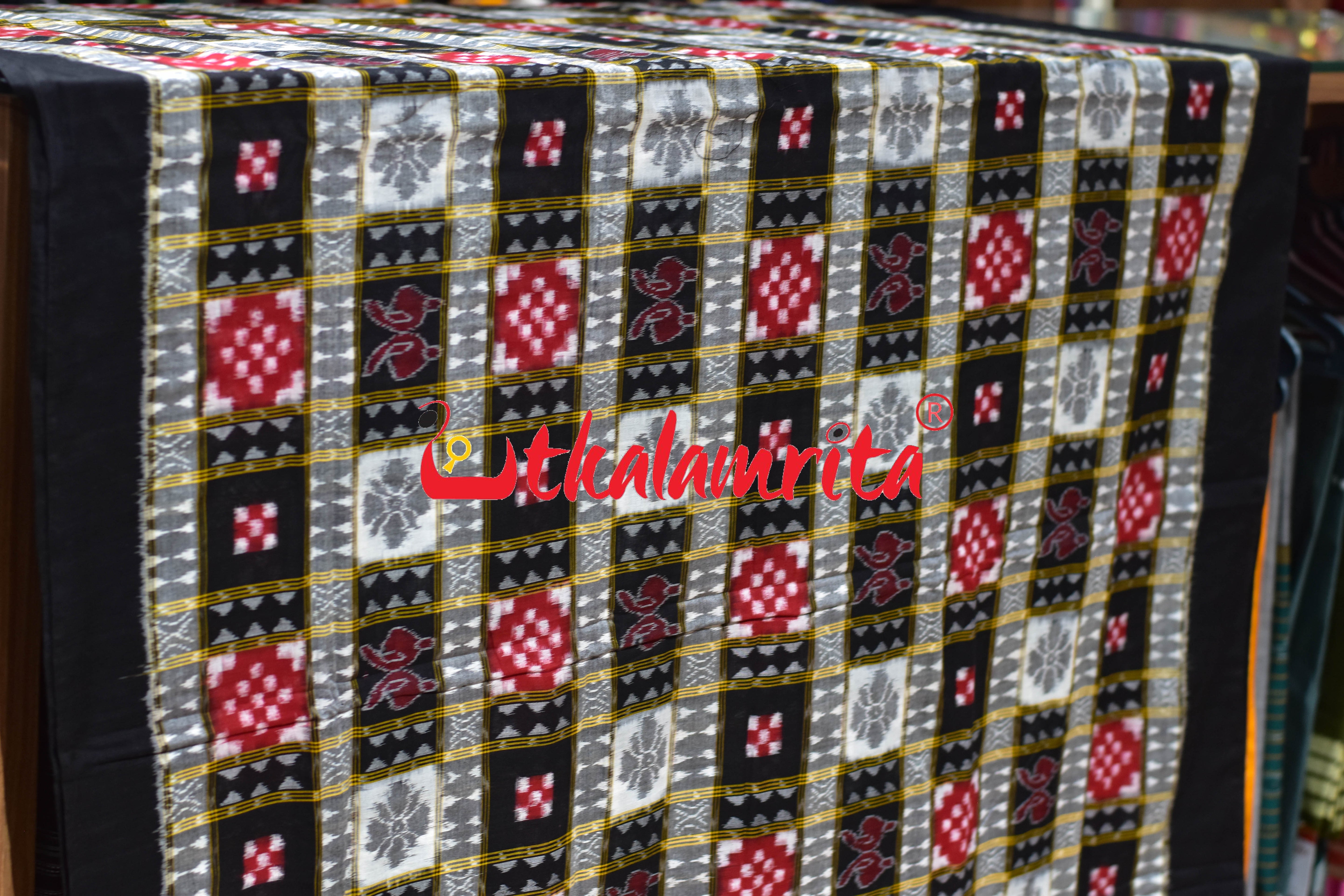 Red Black Sankha Phula Kothi Sambalpuri Cotton (Fabric)