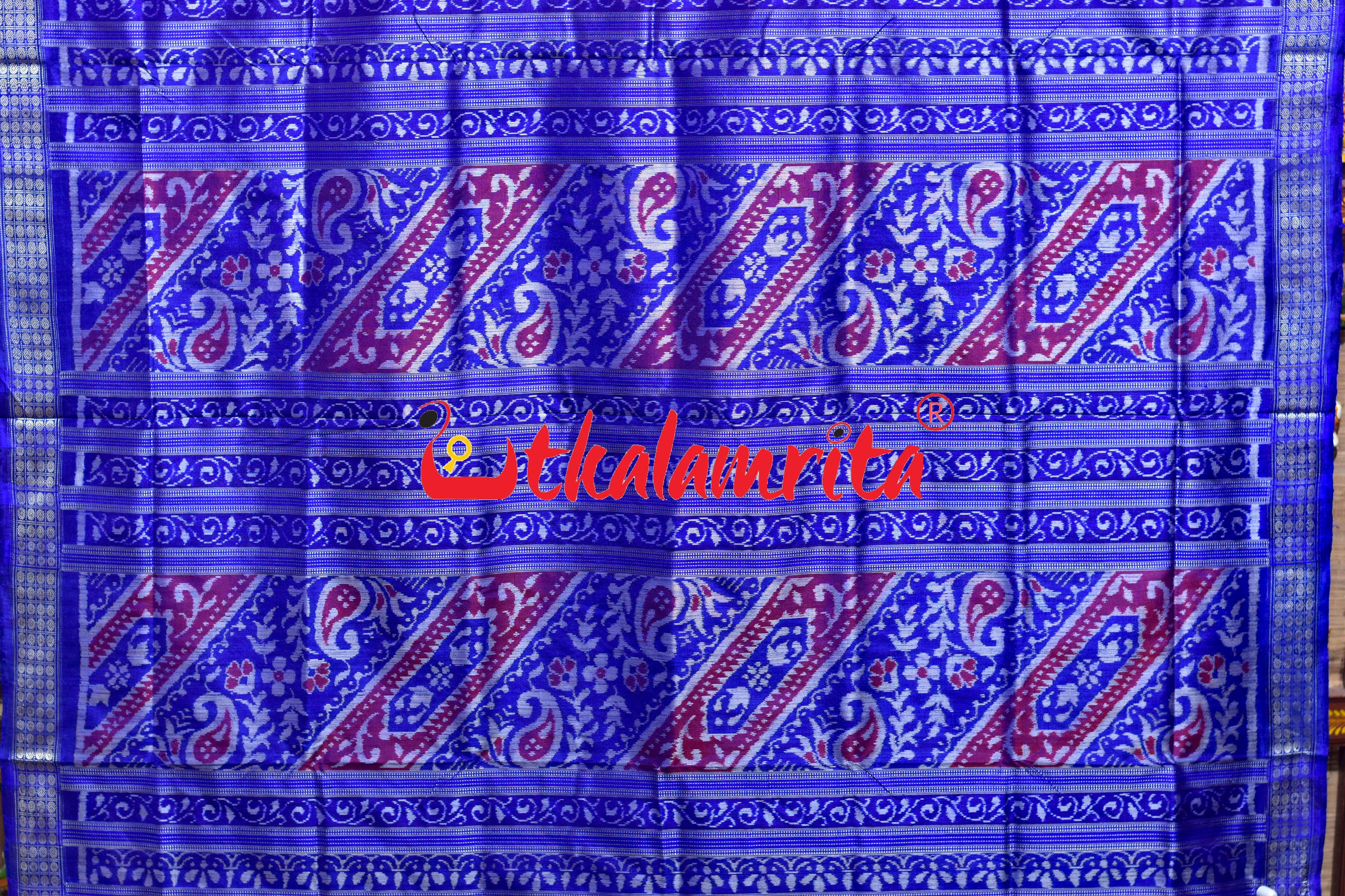 Pink Blue Tree of Life Sambalpuri Silk Saree