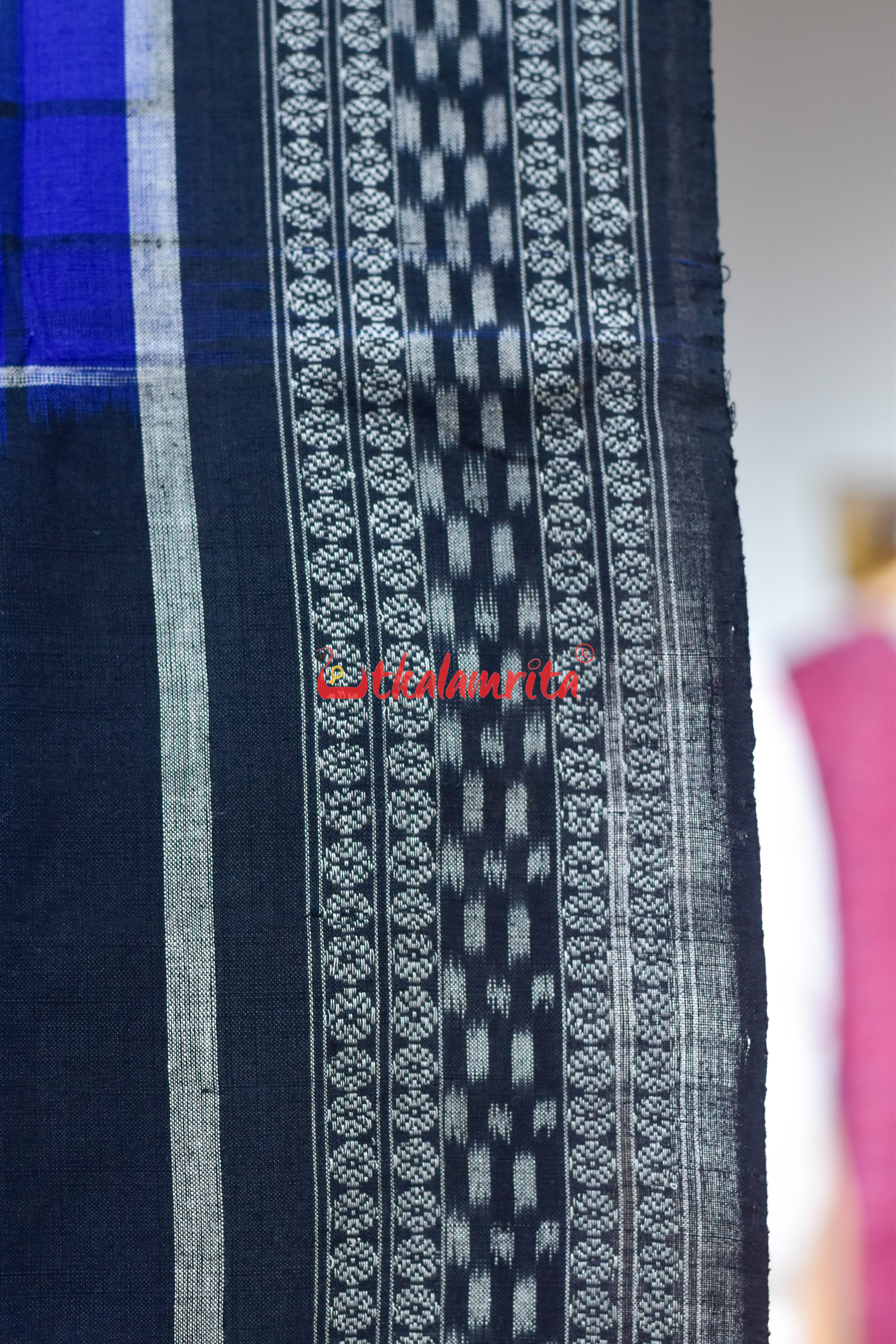 Blue Black 5 Kuthi Pasapali Cotton Saree