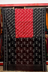 Red Black Scot Pasapali Tribal Anchal Khandua Cotton Saree