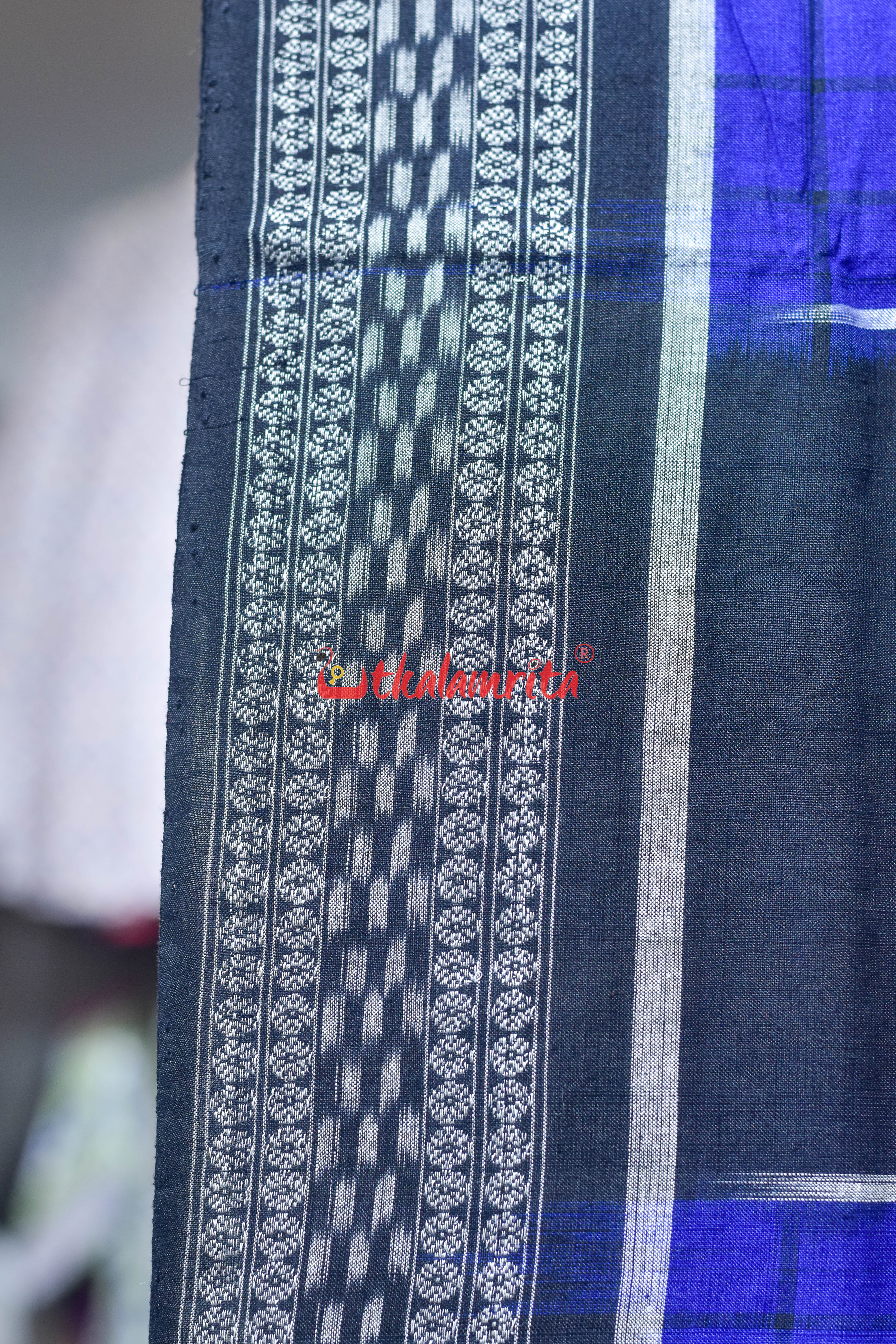 Blue Black 5 Kuthi Pasapali Cotton Saree