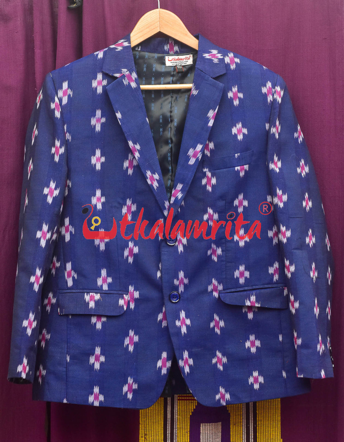 Blue Single Ikat Pasapali (Mens' Blazer)