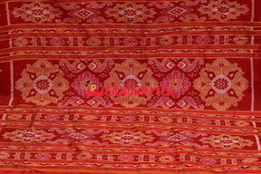 Plain Border Self Red Unchuda Khandua Silk Saree