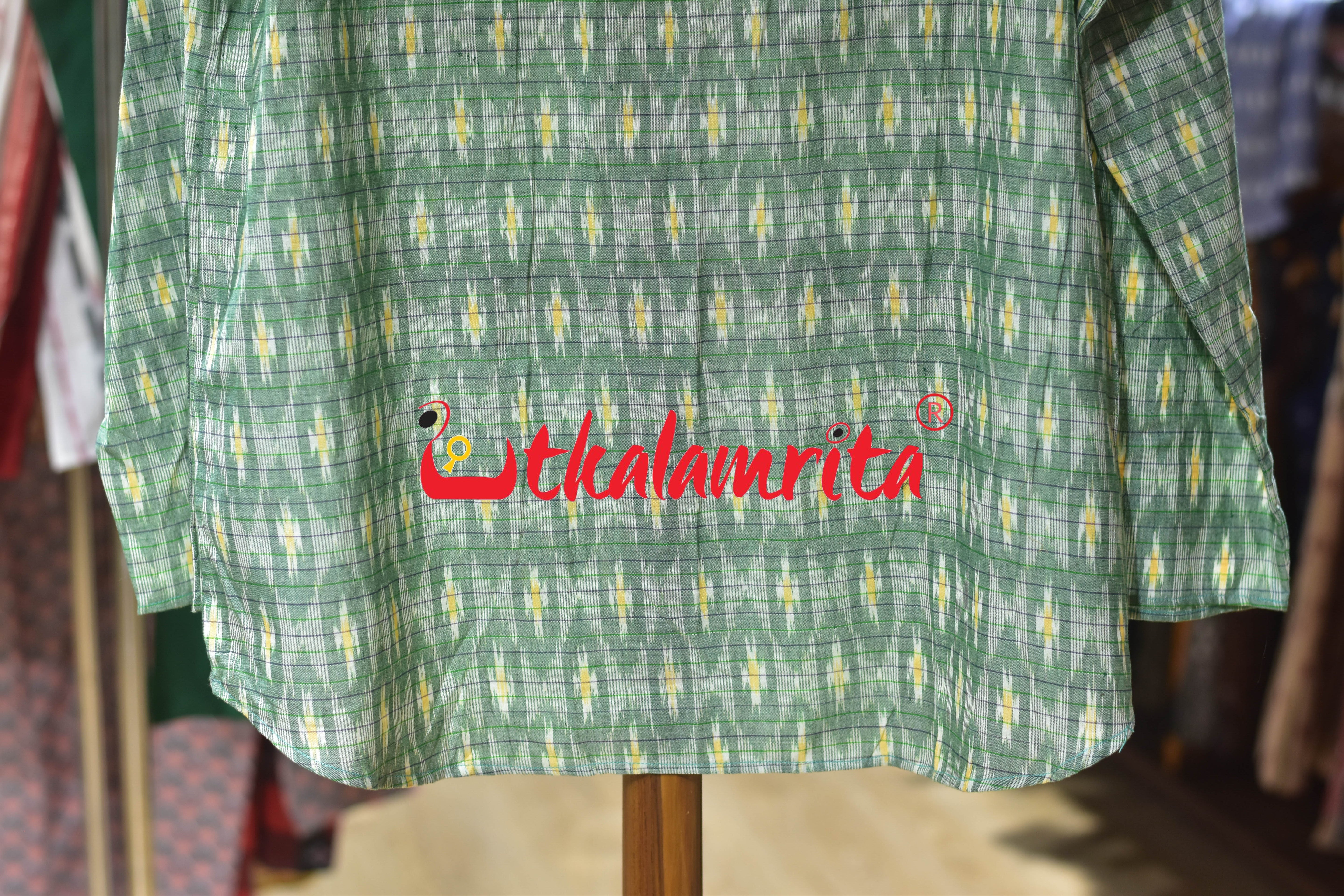 Mint Green Checks Star Odia Letters (Men's Short kurta)