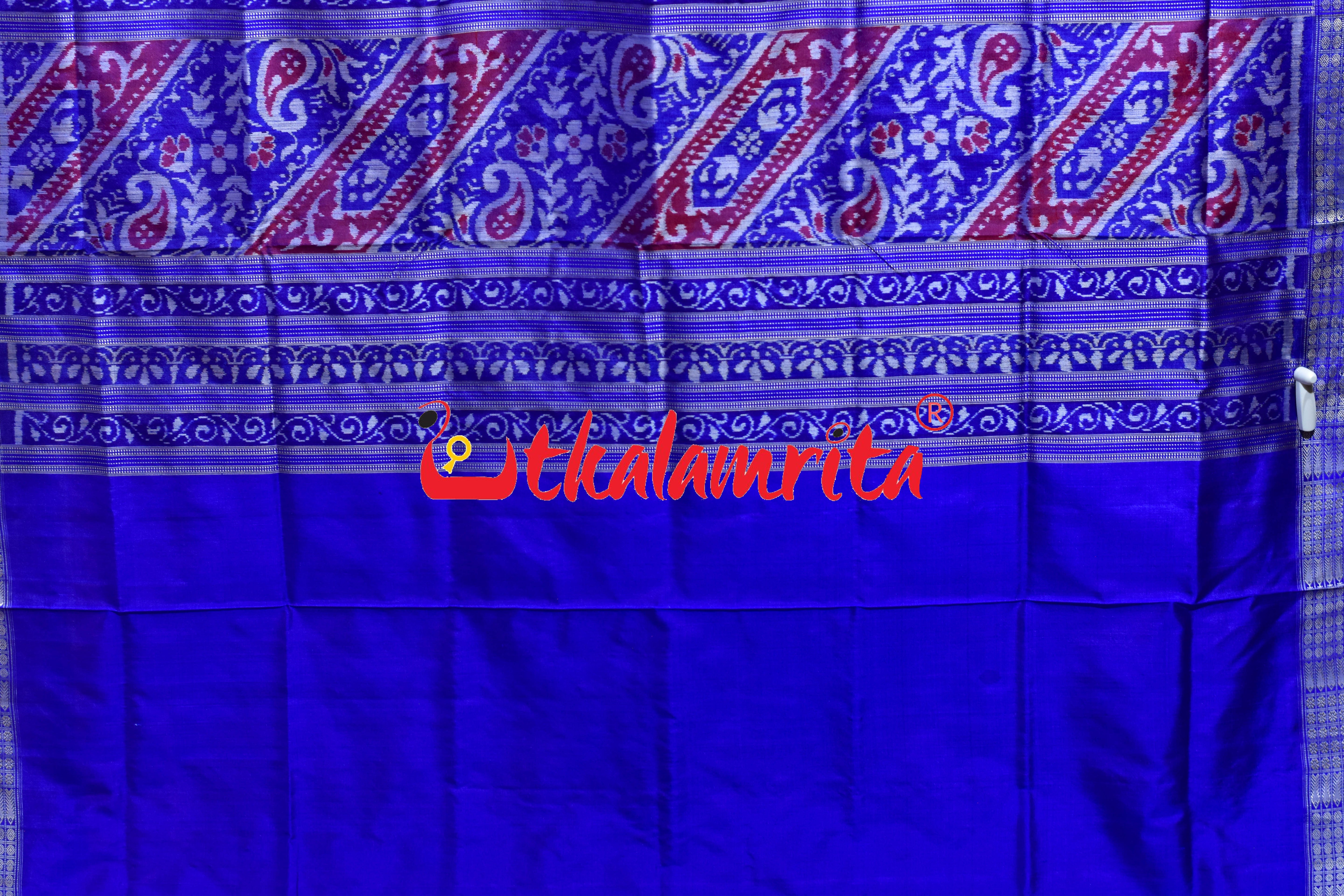 Pink Blue Tree of Life Sambalpuri Silk Saree