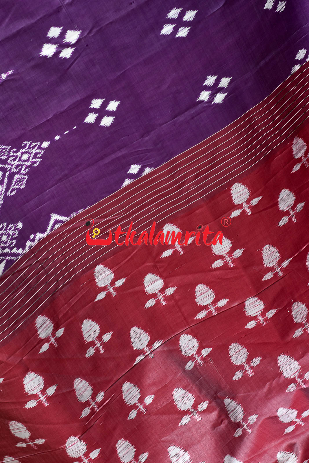 Lavender Flower Scot Khandua Silk Saree