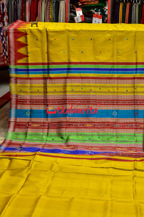 Turmeric Red Double Anchal Berhampuri Silk Saree