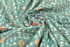 Sea Green Odia Alphabets Sambalpuri (Fabric)