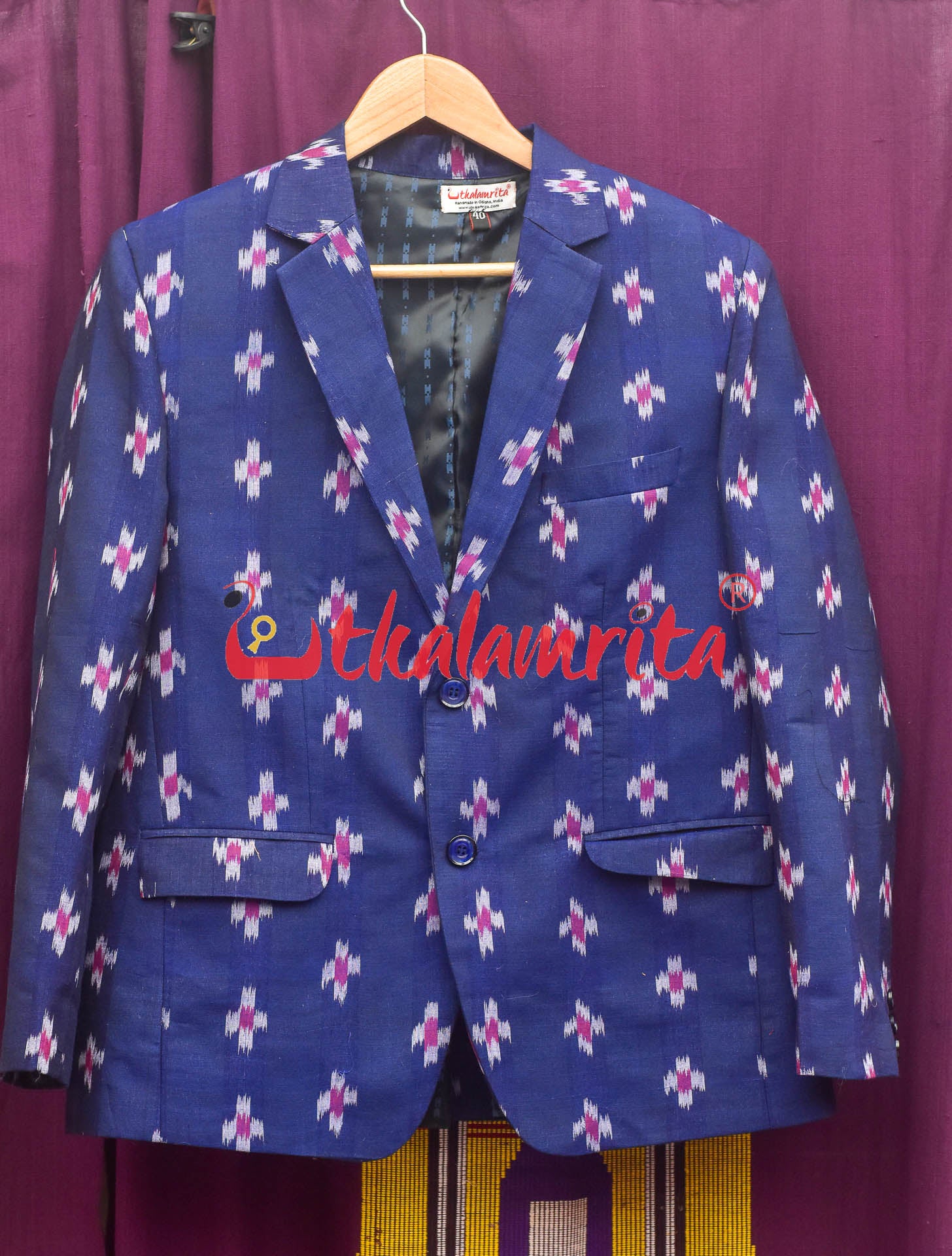 Blue Single Ikat Pasapali (Mens' Blazer)