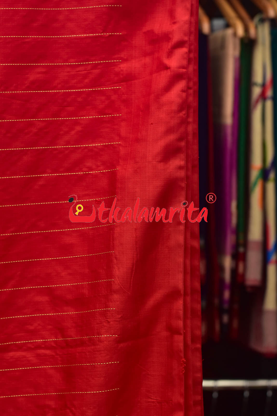 Plain Border Self Red Unchuda Khandua Silk Saree