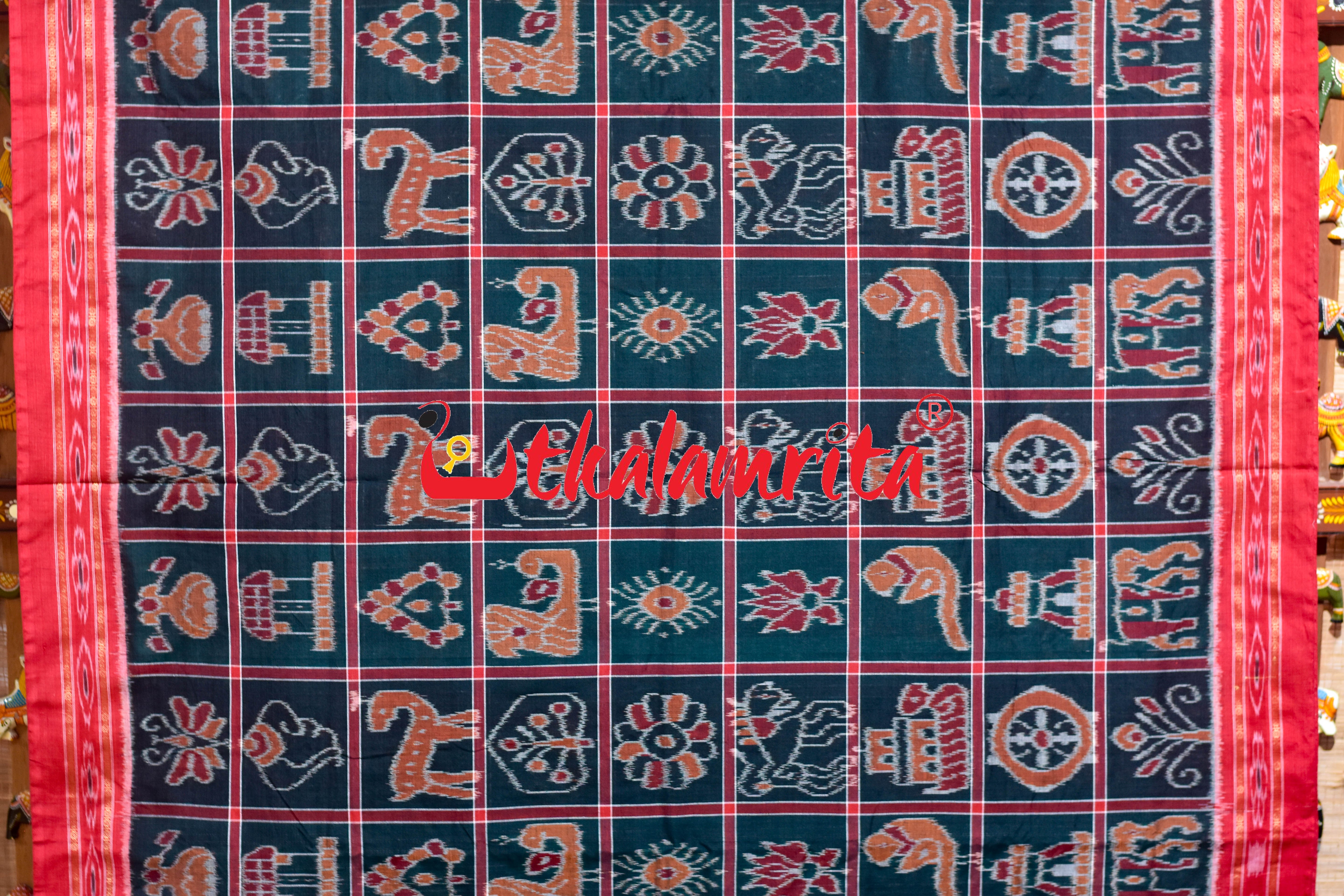Green Black Red Border Nabakothi Cotton Saree
