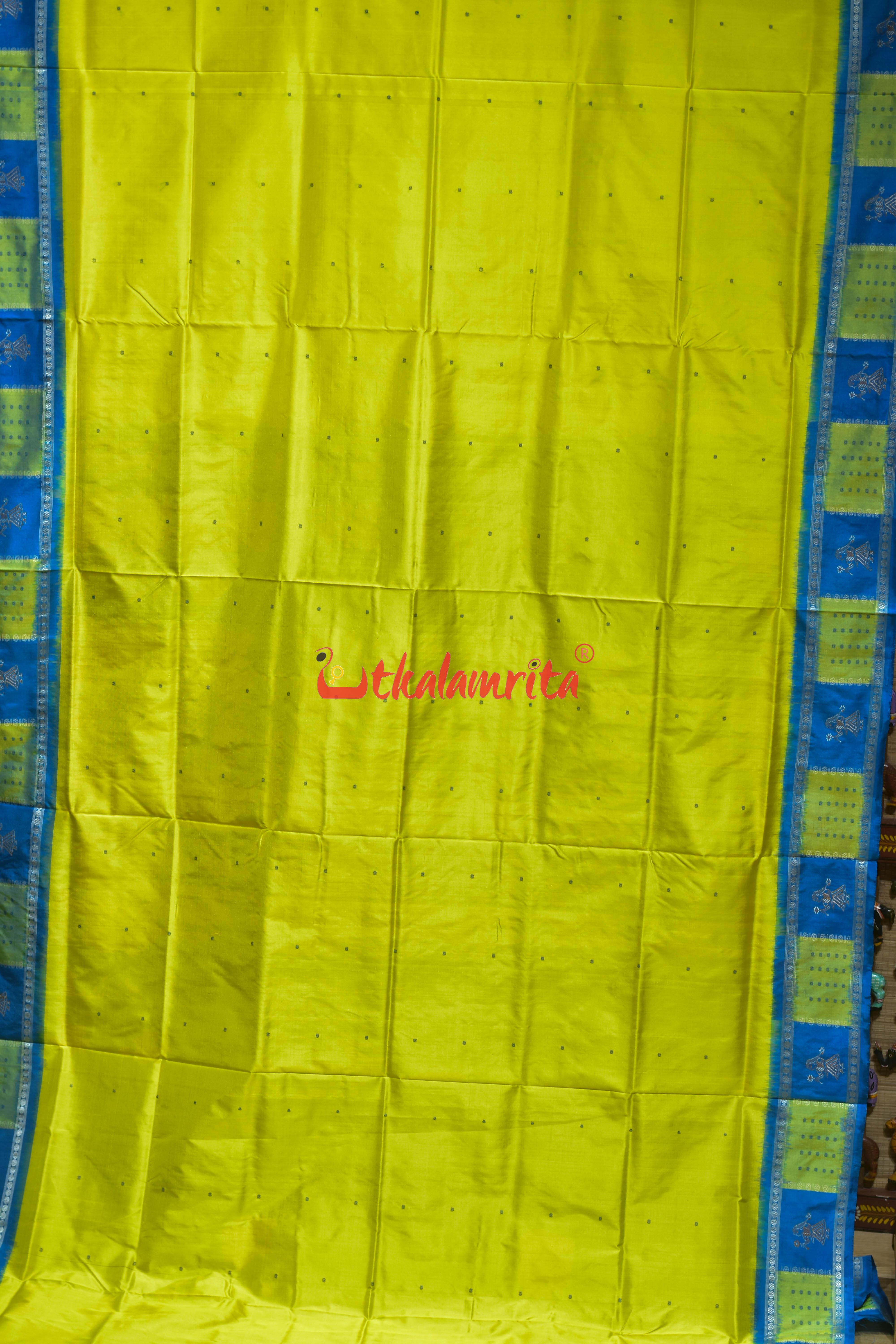 Lemon Yellow Doll Border Bomkai Silk Saree