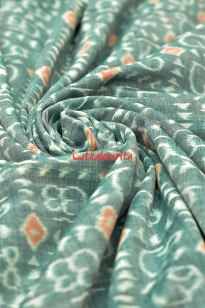 Sea Green Odia Alphabets Sambalpuri (Fabric)