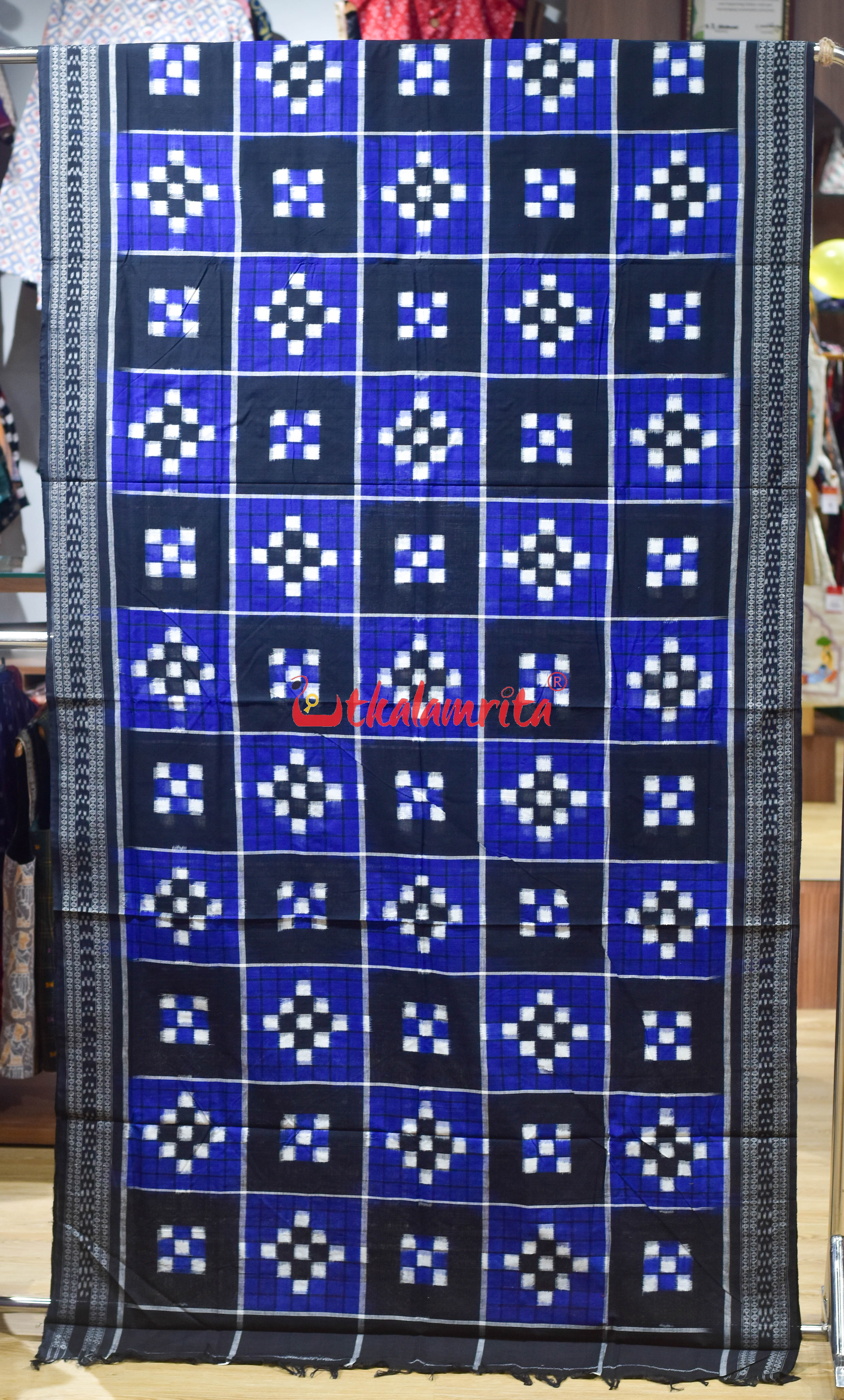 Blue Black 5 Kuthi Pasapali Cotton Saree