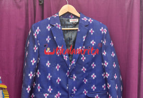 Blue Single Ikat Pasapali (Mens' Blazer)