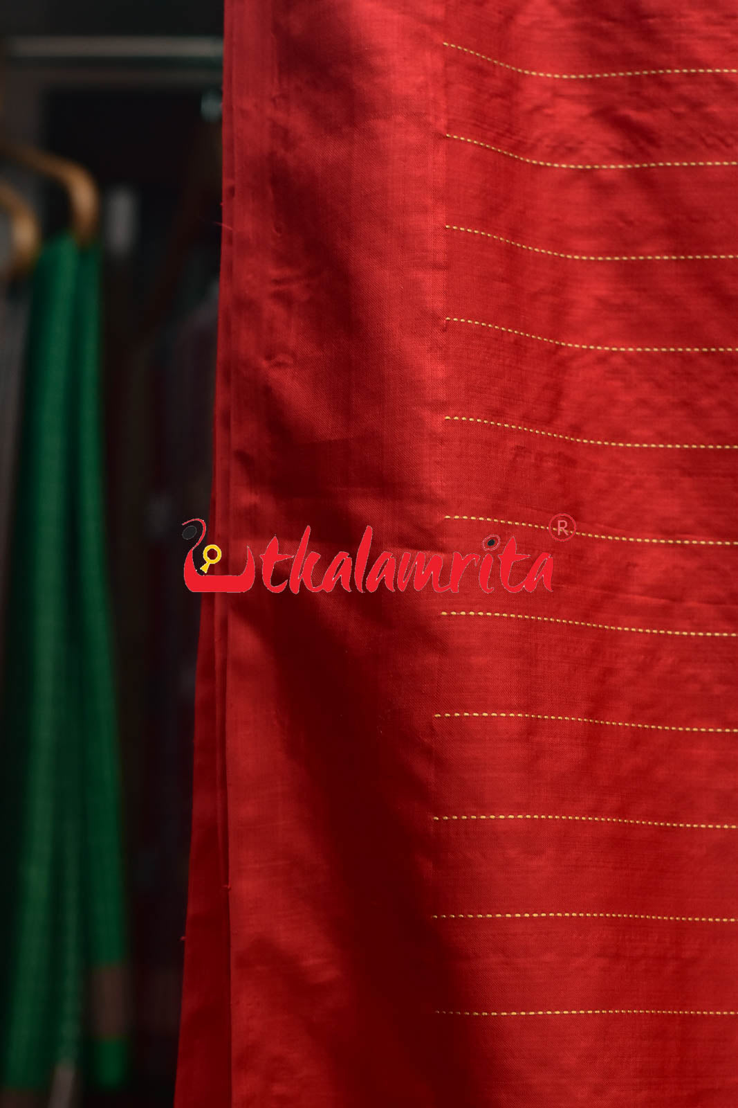 Plain Border Self Red Unchuda Khandua Silk Saree