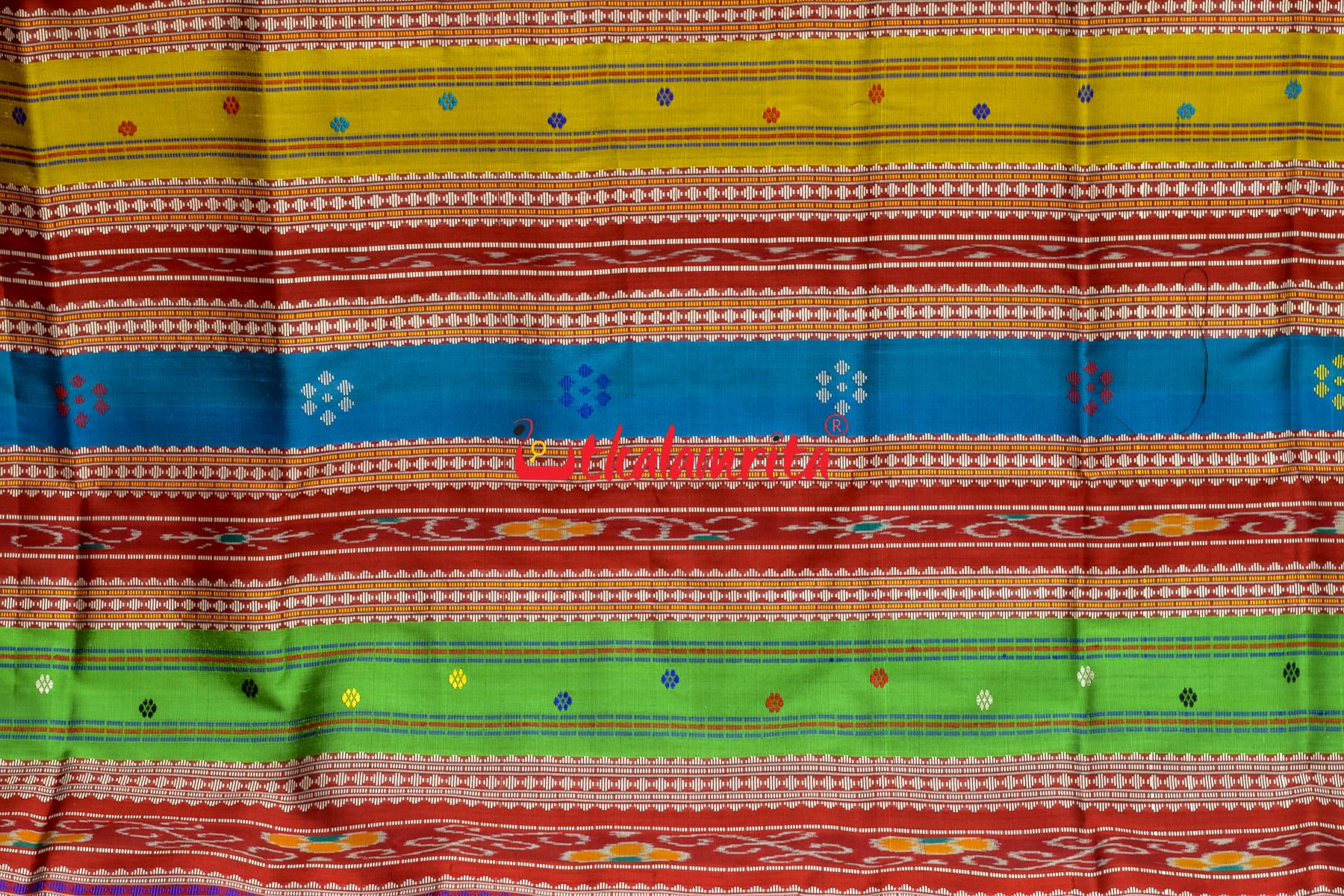 Turmeric Red Double Anchal Berhampuri Silk Saree