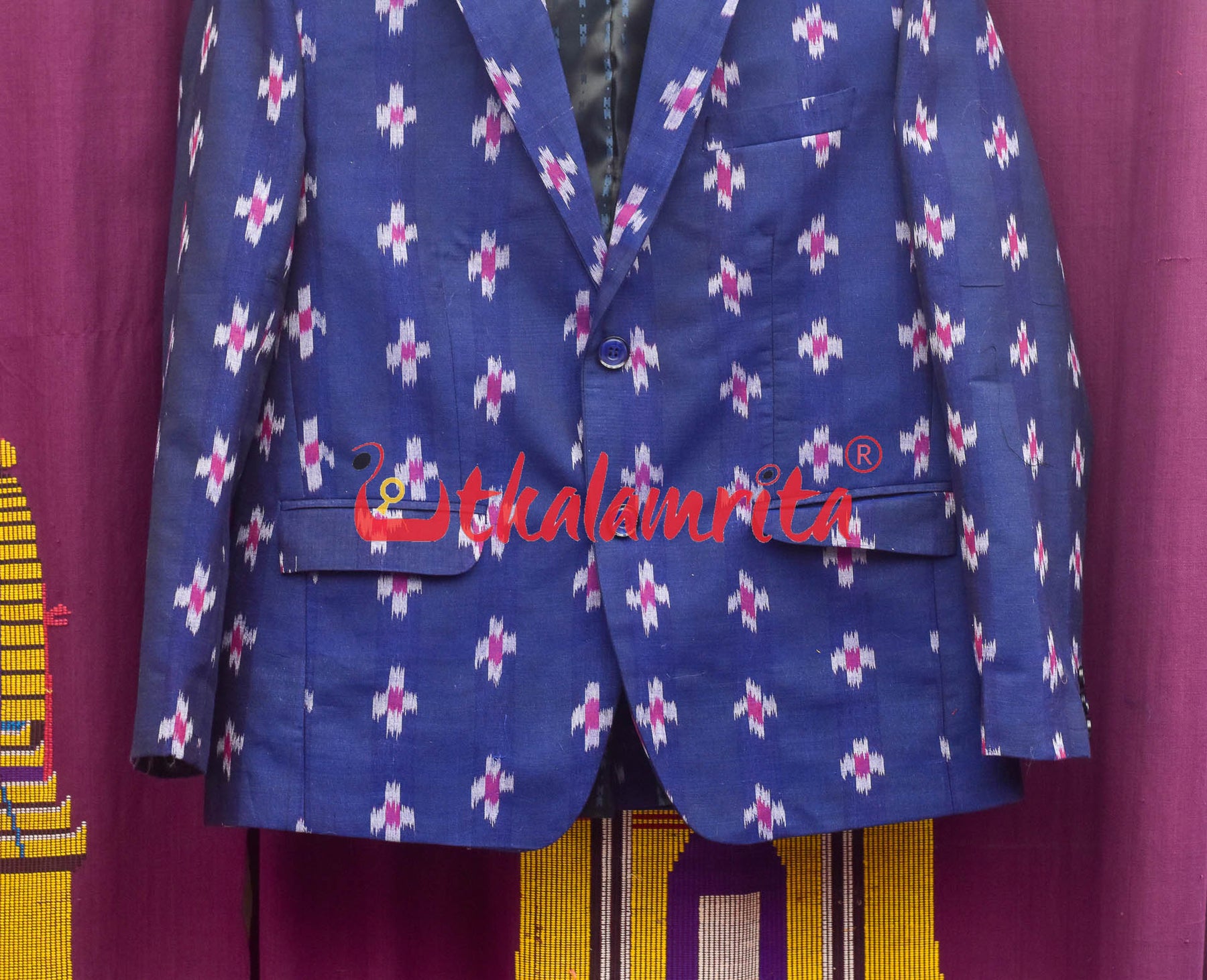 Blue Single Ikat Pasapali (Mens' Blazer)