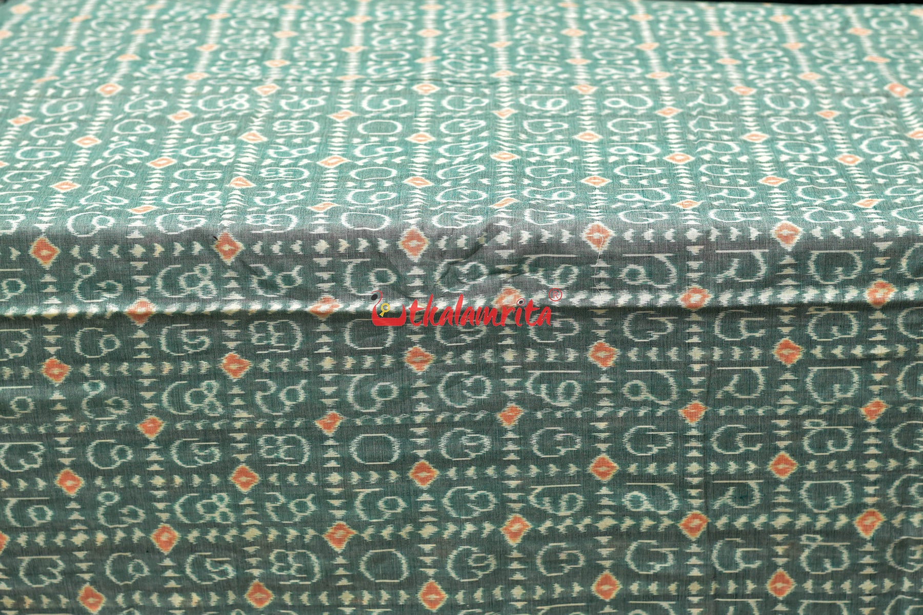 Sea Green Odia Alphabets Sambalpuri (Fabric)