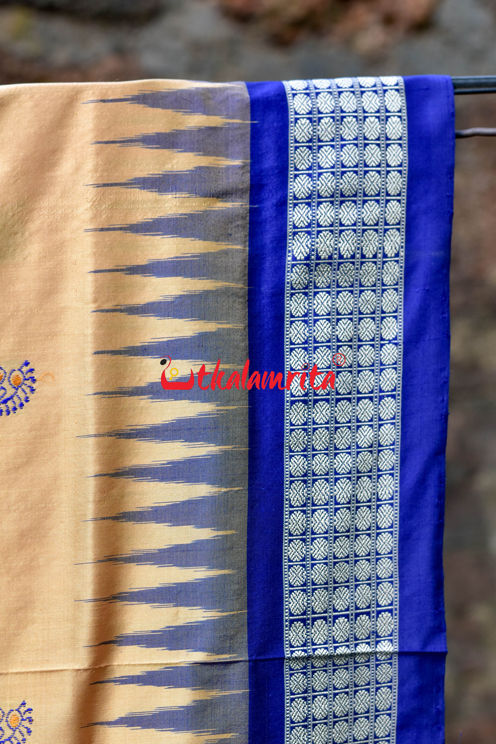 Chandan Blue Bomkai Silk Saree