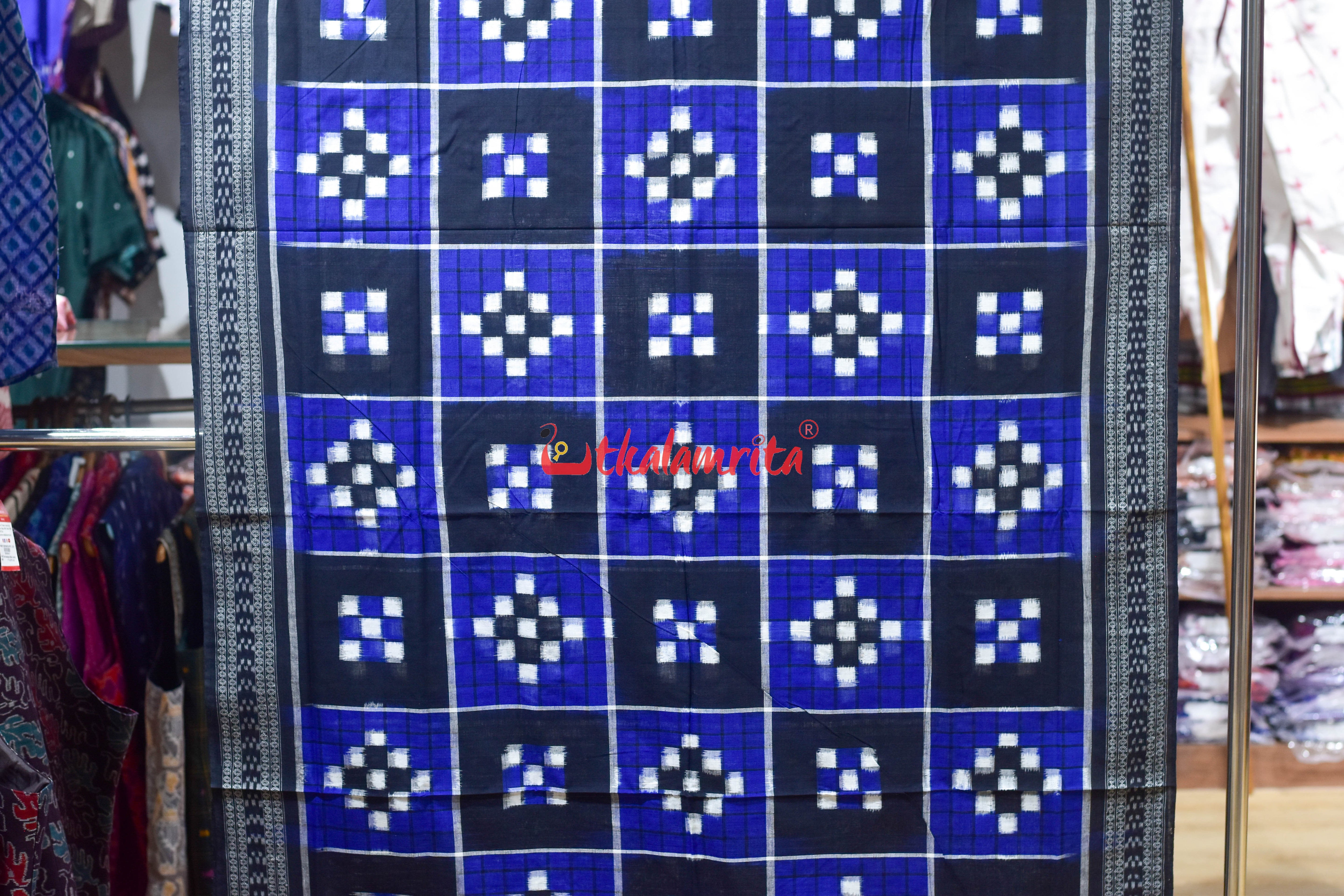Blue Black 5 Kuthi Pasapali Cotton Saree