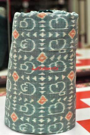 Sea Green Odia Alphabets Sambalpuri (Fabric)