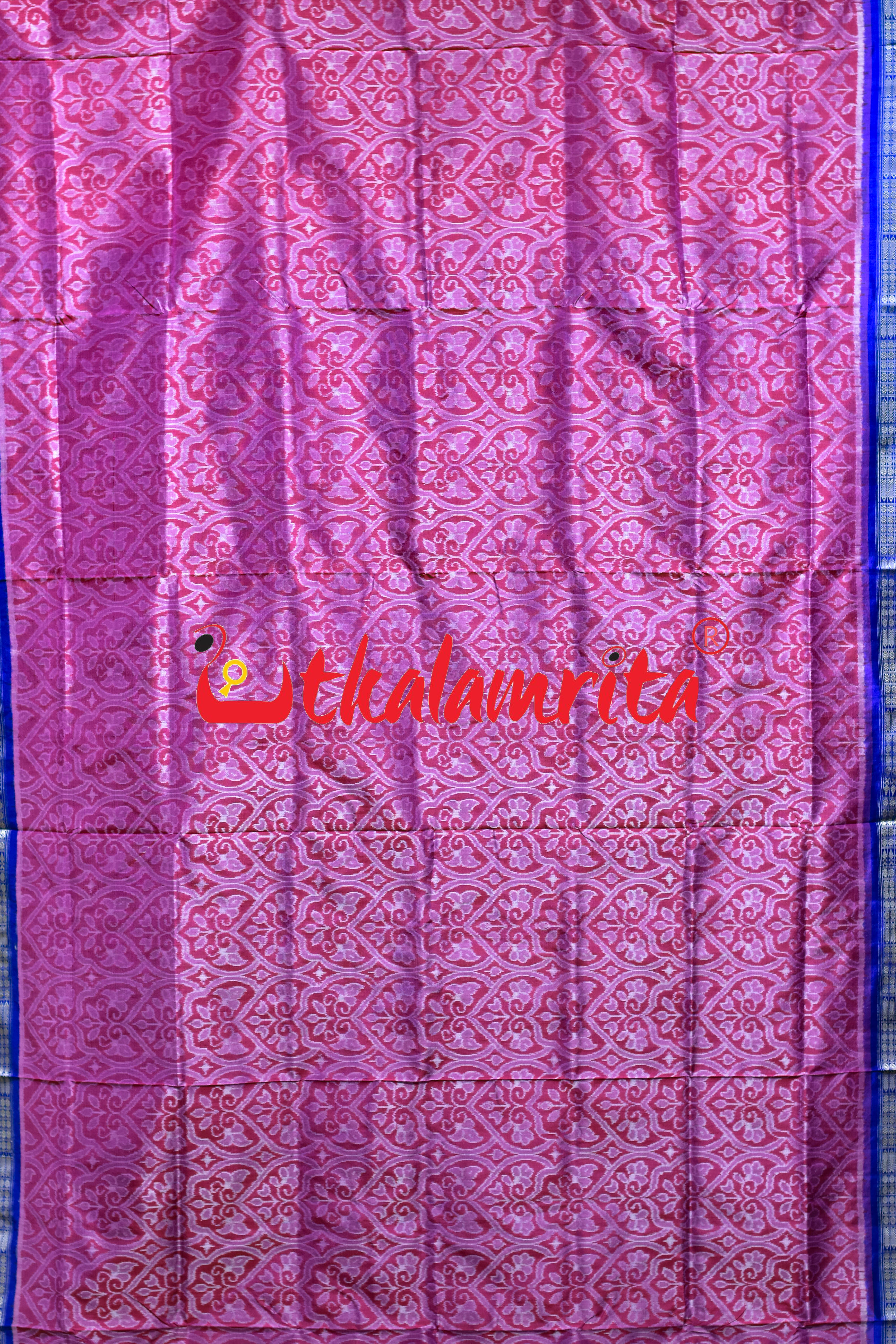 Pink Blue Tree of Life Sambalpuri Silk Saree