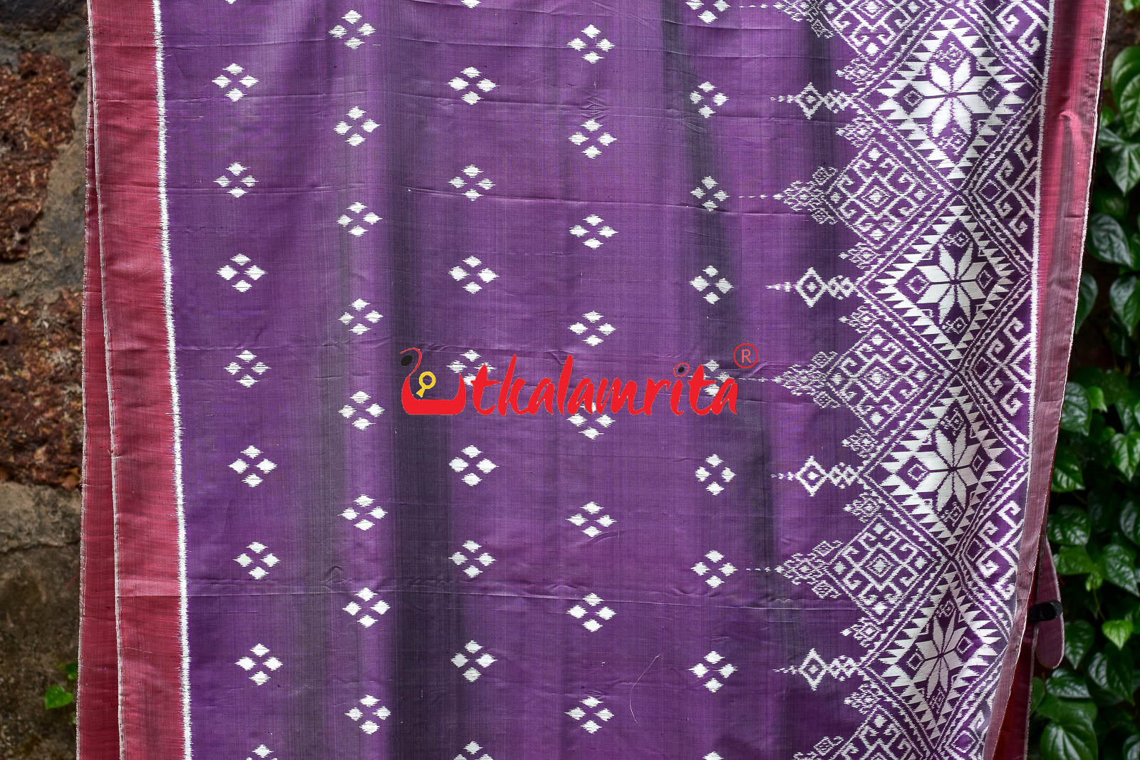 Lavender Flower Scot Khandua Silk Saree