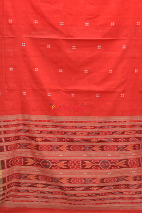 Tomato Red Chandan Pittala Single Cotton Saree