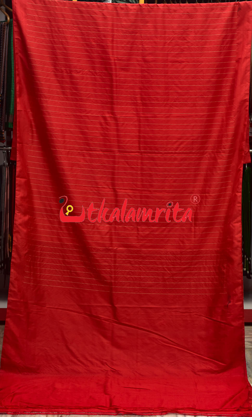 Plain Border Self Red Unchuda Khandua Silk Saree