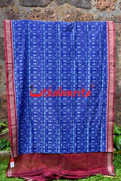 Hathi Tribal Blue Sambalpuri Cotton Saree
