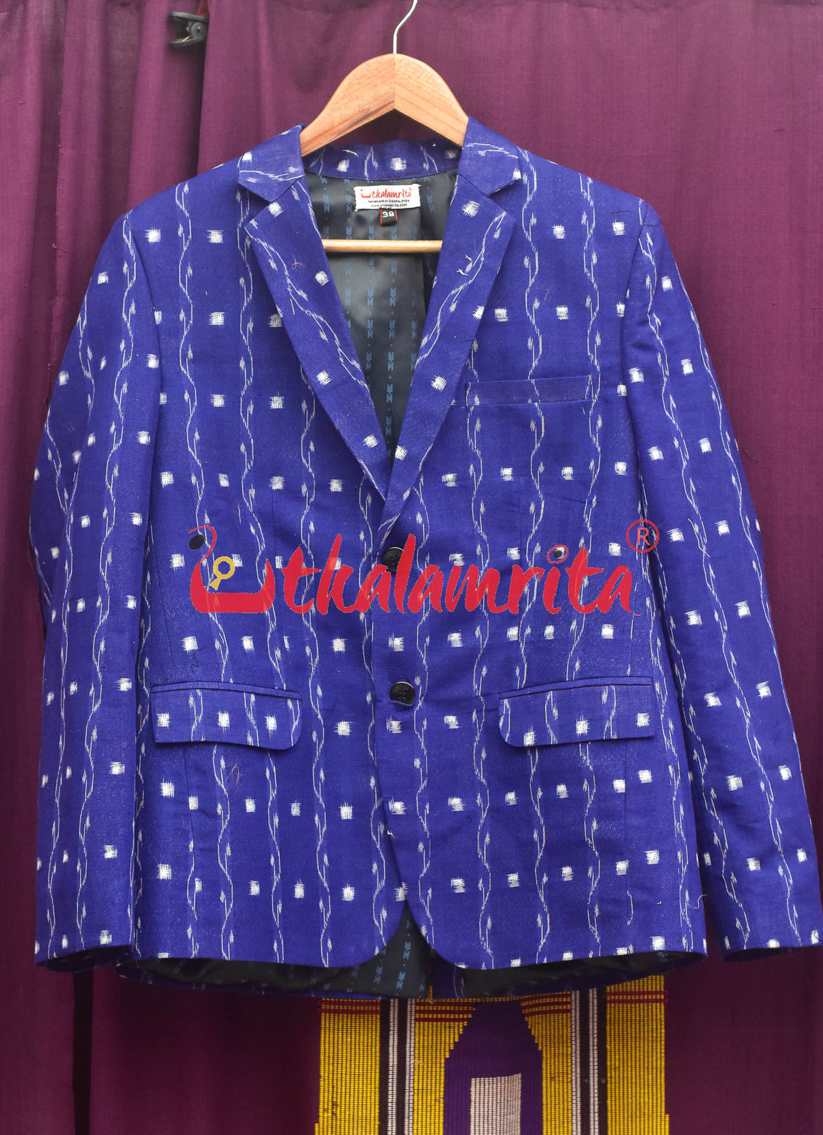 Blue Lahari Sambalpuri Tipa (Men's Blazer)