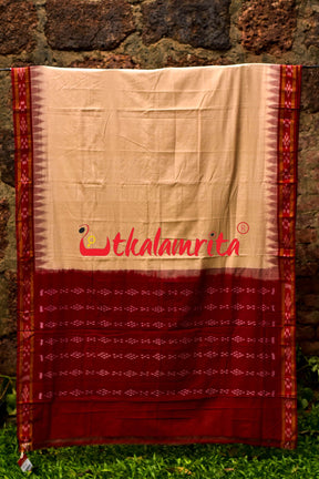 Tussarite Maroon Kumbha Khandua Cotton Saree