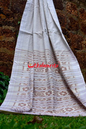 Tussar Stripes With Ikat Anchal Cotton Saree