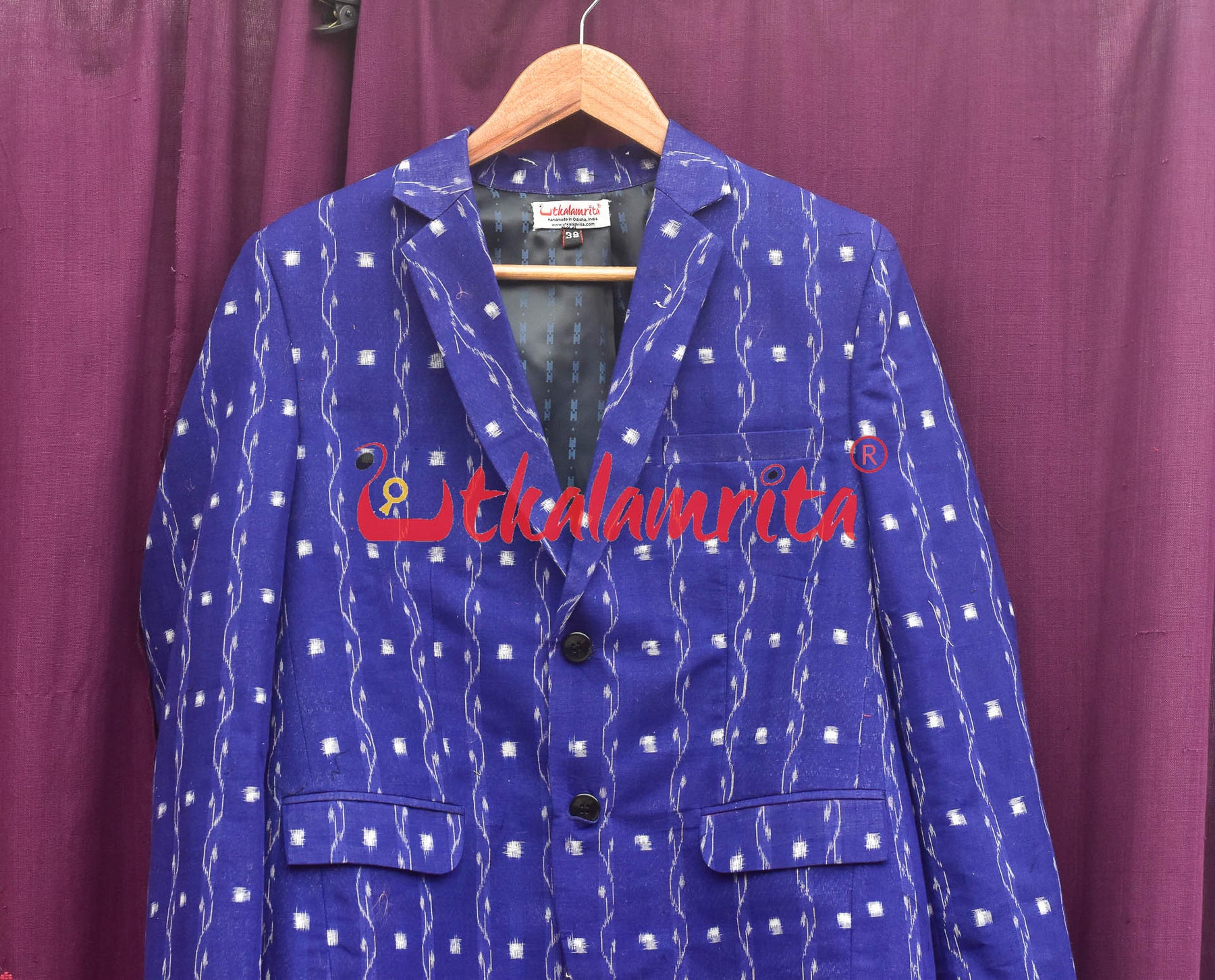 Blue Lahari Sambalpuri Tipa (Mens' Blazer)