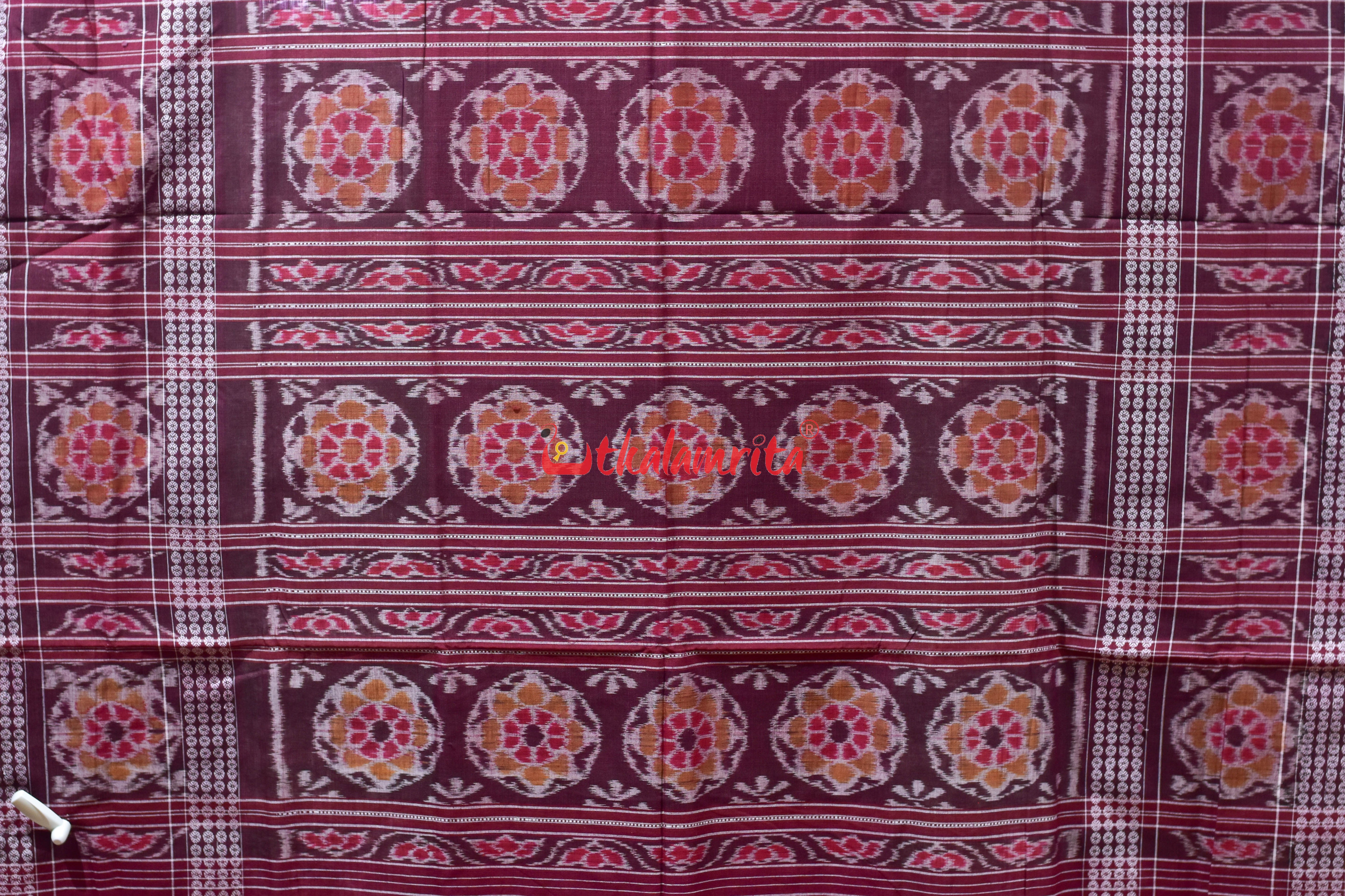 Maroon Konark With Big Border Sambalpuri Cotton Saree